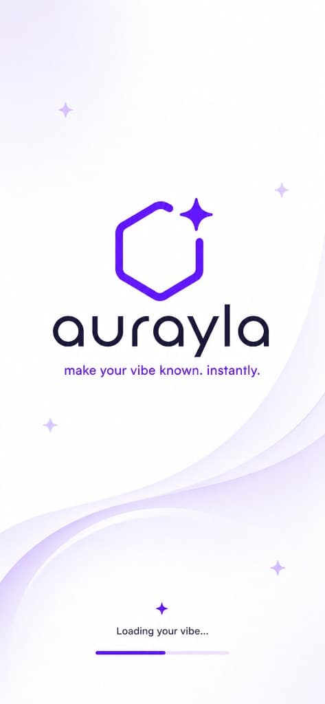 Aurayla splash screen with loading indicator